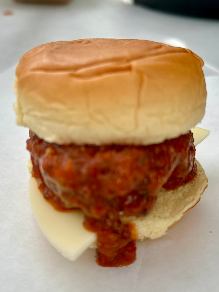 Italian beef slider with provolone.